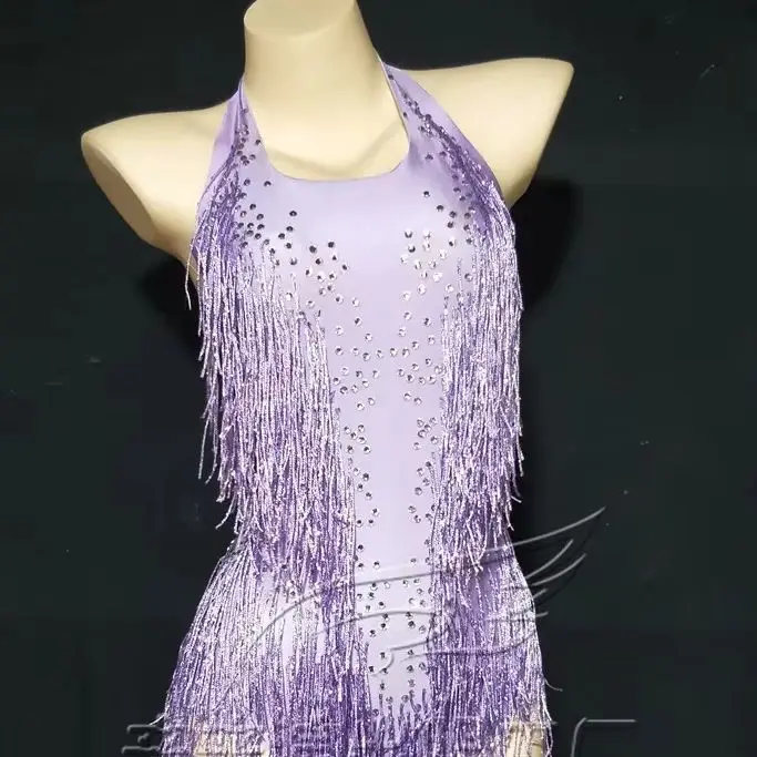 

Rose Red Sparkly Rhinestones Fringes Bodysuit Women Sexy Club Outfit Dance Costume One-piece Showgirl Wear Performance Leotard