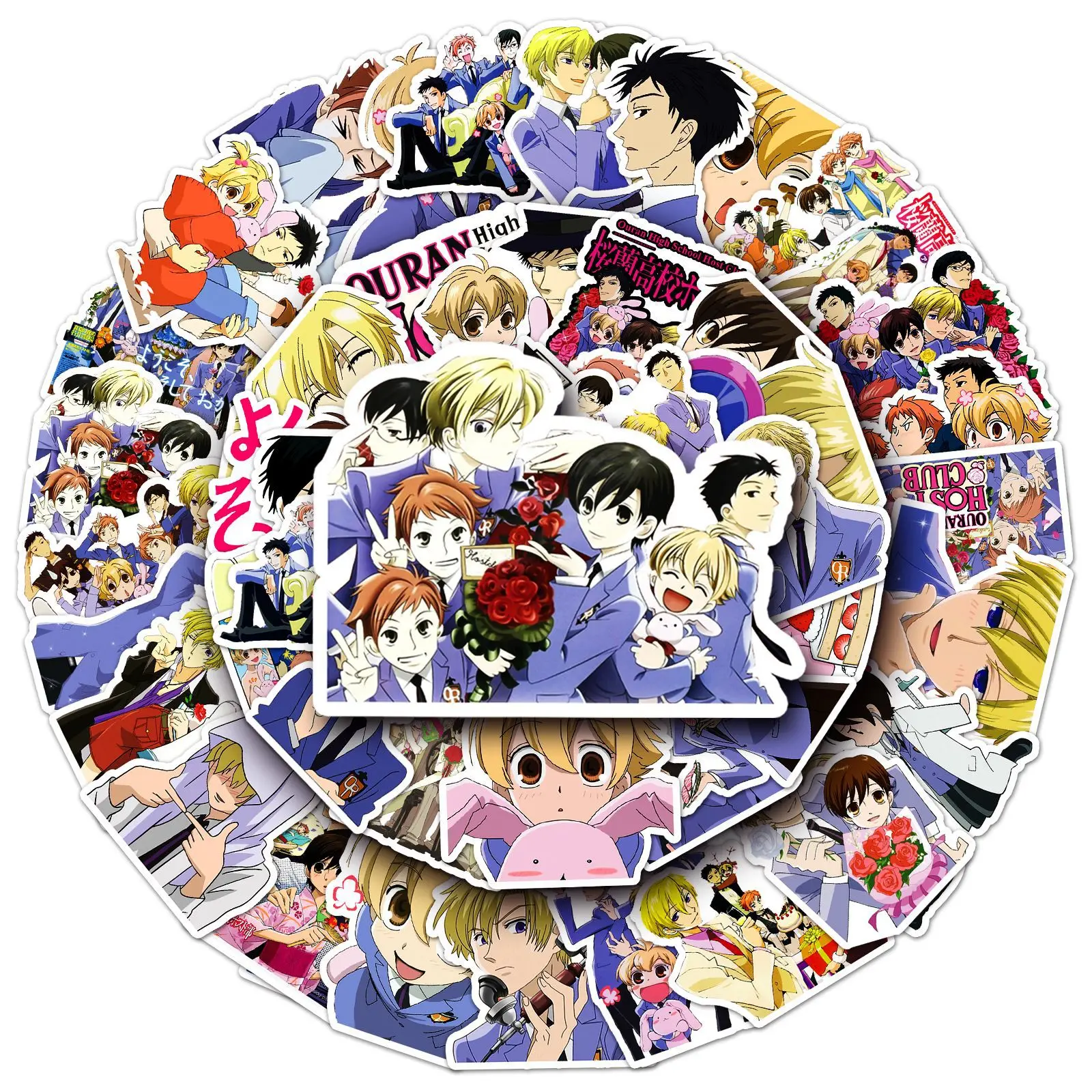 50Pcs Cartoon Ouran High School Host Club Graffiti Stickers Mobile Phone Skateboard Suitcase Water Cup Guitar Decorated Stciekr