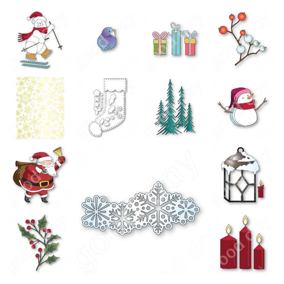 2024 New Arrival Craft Metal Cutting Dies and Hot Foil Christmas Bear Drift Snowflake Snowman Pinecone Scrapbook Greeting cards