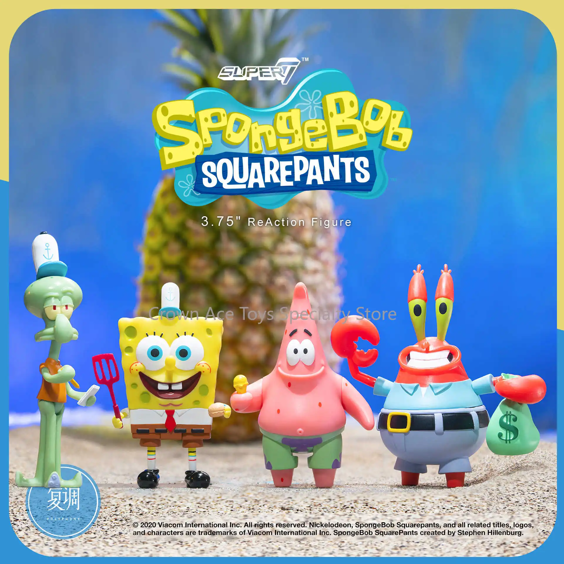 In Stock Super7 SpongeBob SquarePants Squidworth Patrick Mr.Krabs Hanging Card 3.75in Collectible Desktop Toys Birthday Gifts