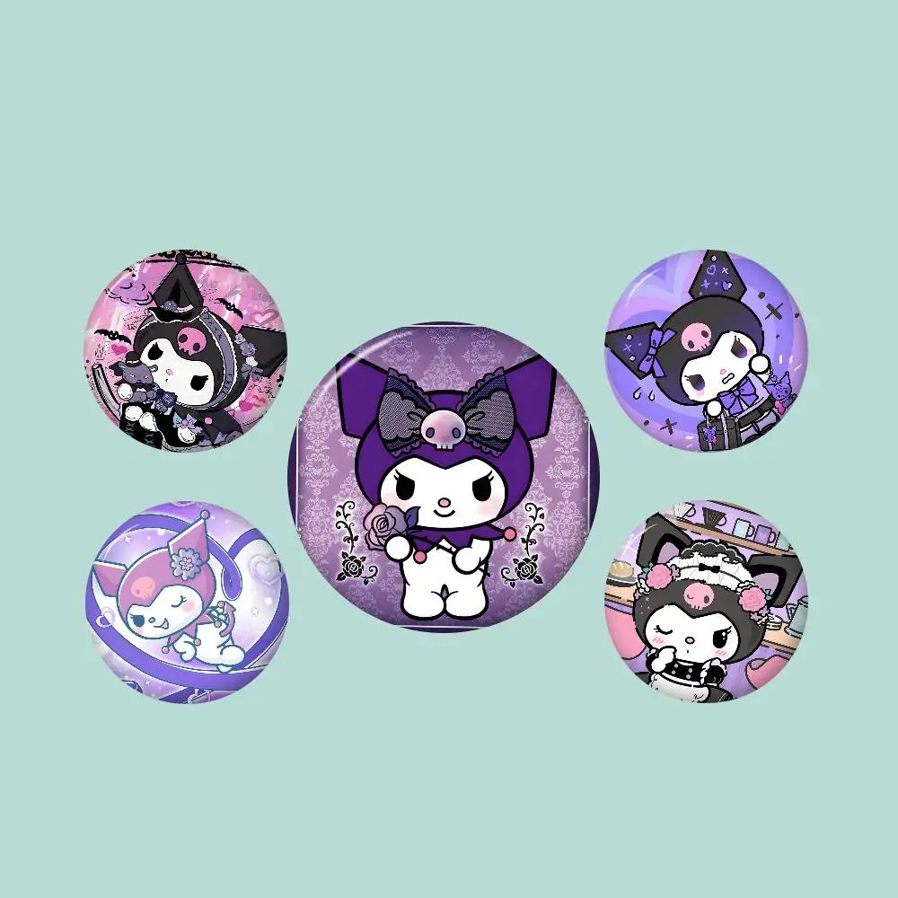 Cute Cartoon K-Kuromi Anime Button Pin Handmade Brooch for Clothes Cartoon Badge Backpack Decoration Jewelry Accessories