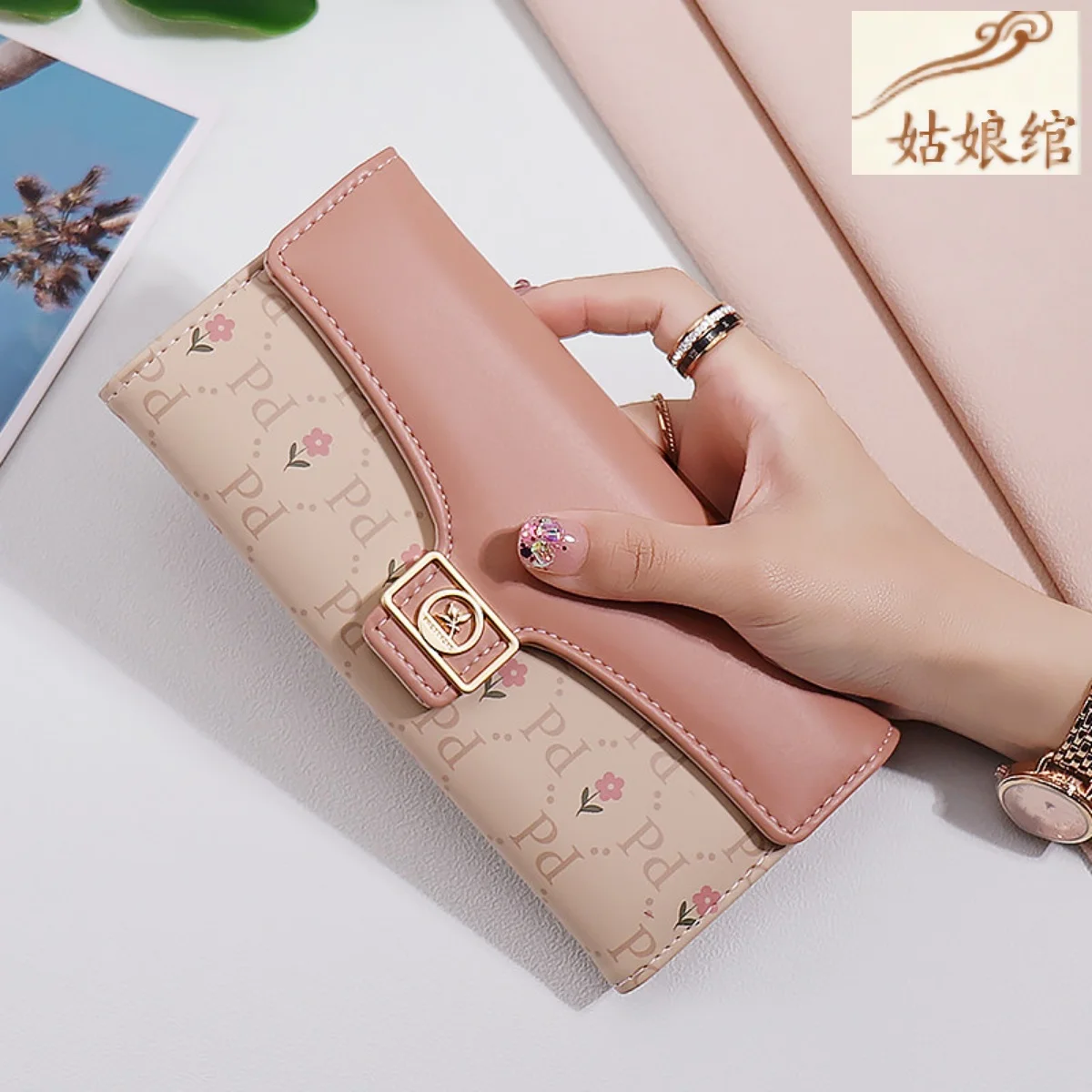 trendy-korean-style-large-capacity-ladies-wallet-floral-print-handbag-long-size-clutch-bag-fashionable-youth-pu-leather-wallet