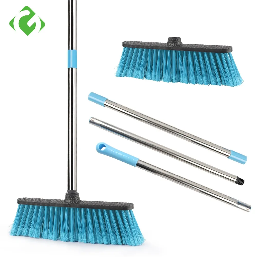 Floor Cleaning Broom with Adjustable Long Handle Stiff Bristle Grout Brooms Scrubber for Cleaning Bathroom, Kitchen,courtyard