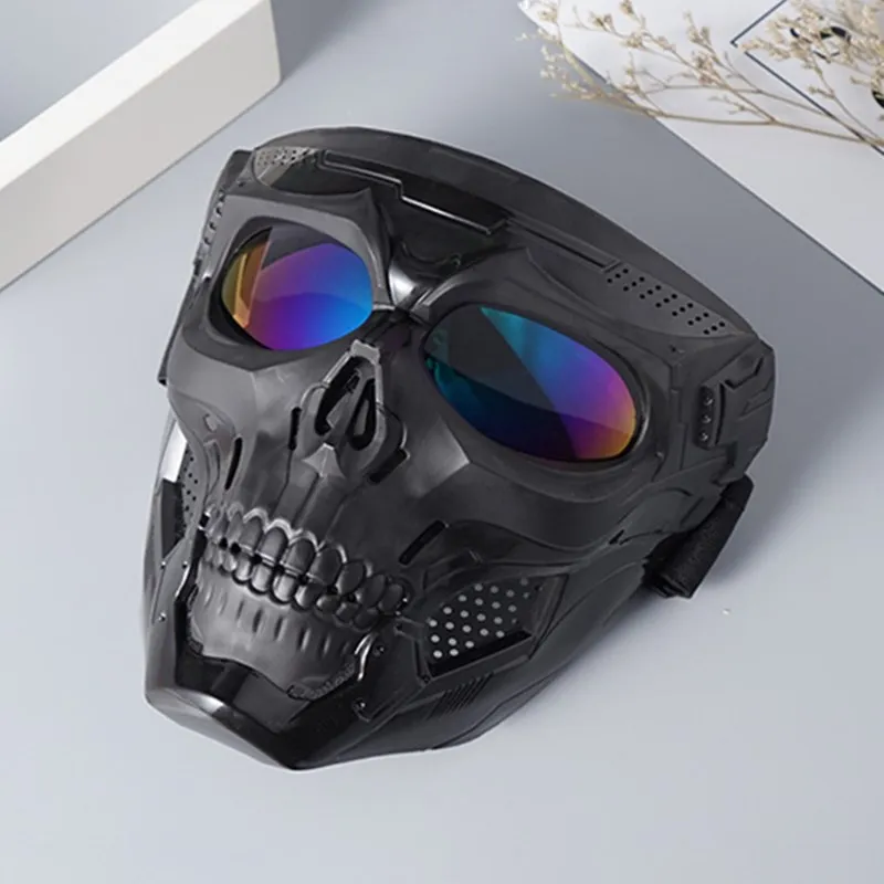 Halloween Cycling Mask Motorcycle Skull Skeleton Mask Windproof Full Face Mask Paintball Game Tactical Protection Helmet Mask