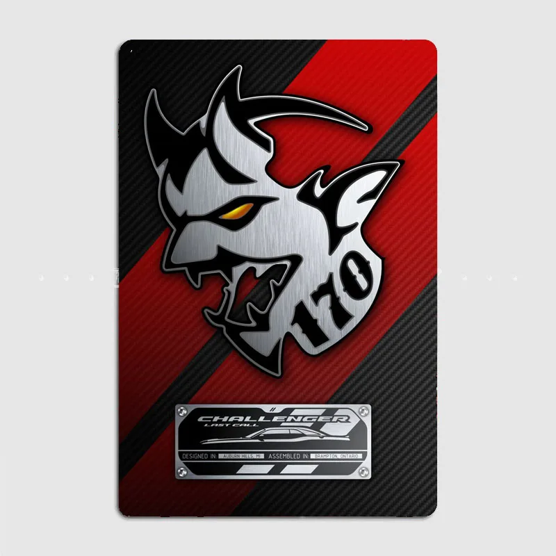 DEMON 170 BADGE LOGO Classic Vintage Retro Poster Metal Posters Sign Indoor Outdoor Room Decoration Home Decor Bar Wall Decor
