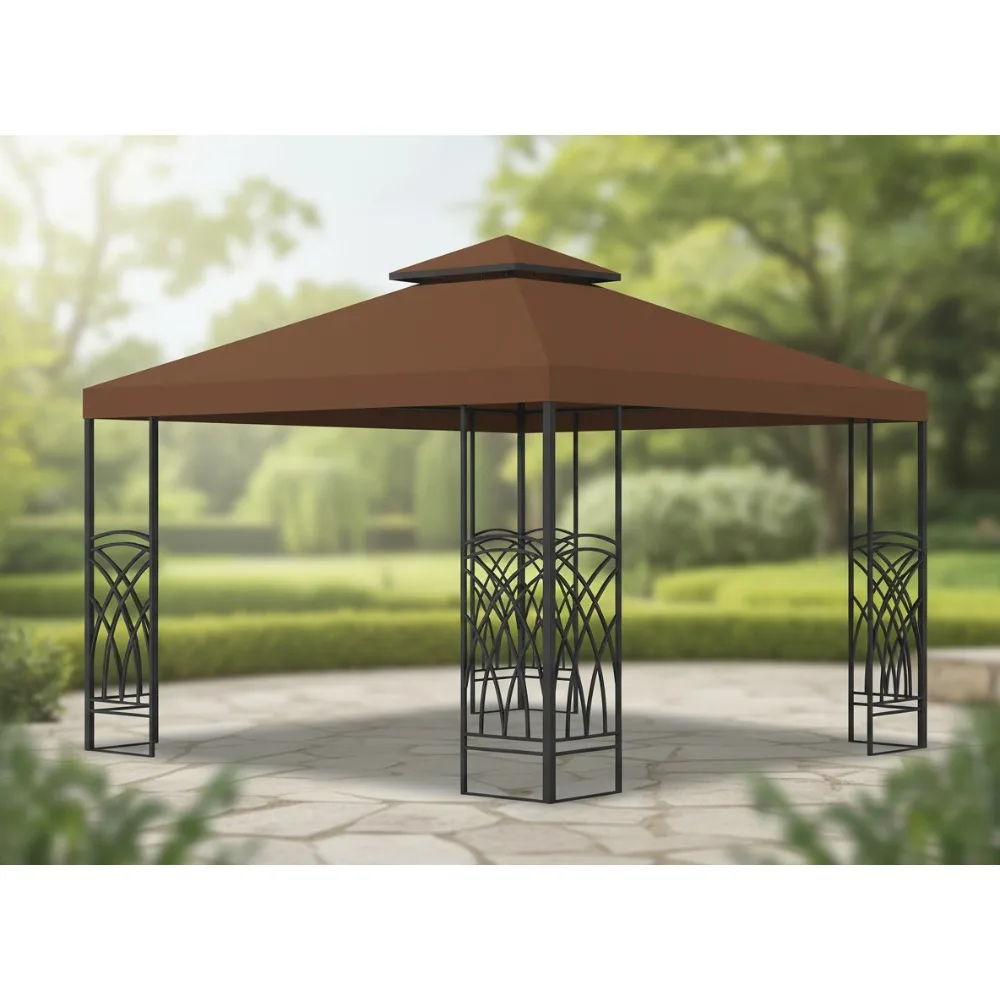 

10'X10' Double Tier Gazebo Canopy Top Patio Pavilion Cover Sunshade Polyester Outdoor Shelter