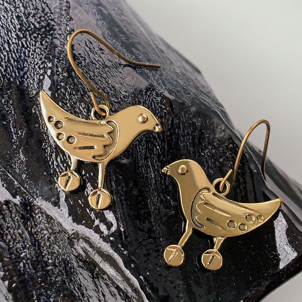 Пара богемных ретро антикварных бронзовых антикварных серег с птицами, женских серег, повседневного украшения.