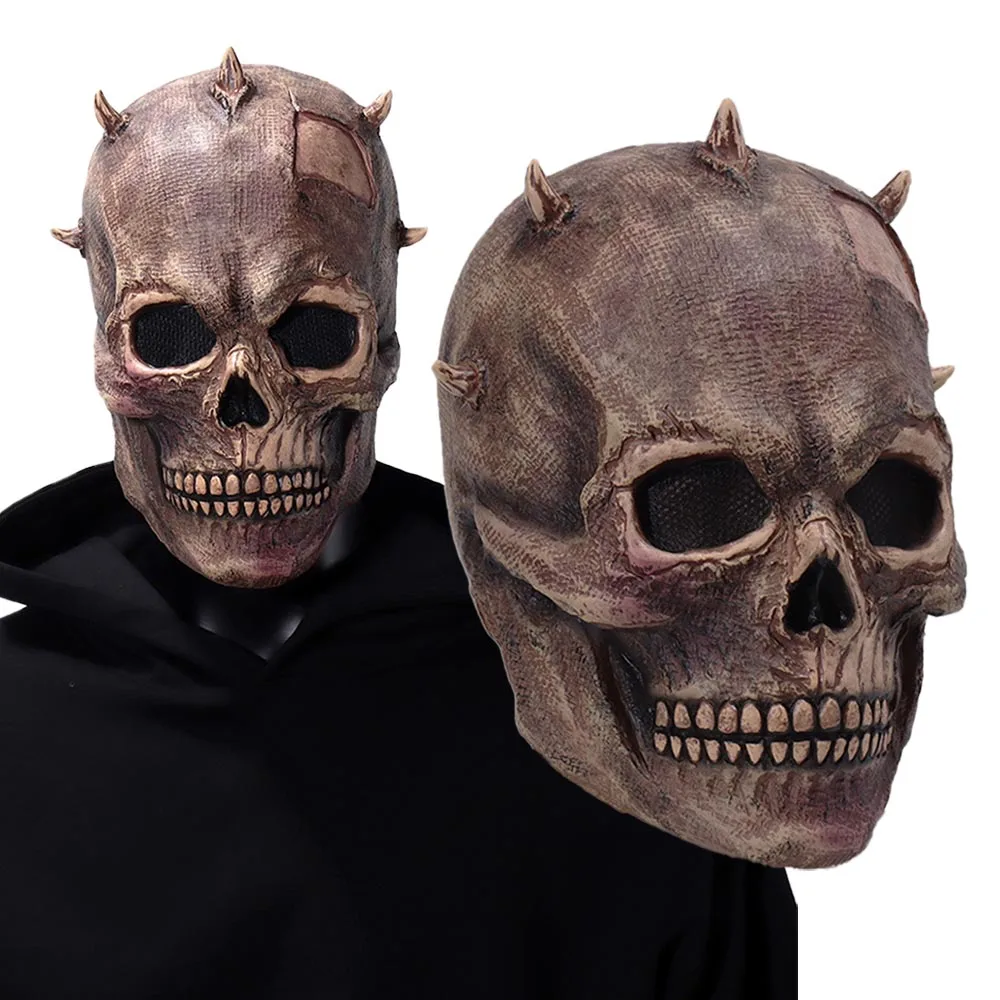 Steampunk Demon Skull Mask Cosplay Horror Devil Skeleton Killer Latex Helmet Halloween Carnival Dress Up Party Costume Props