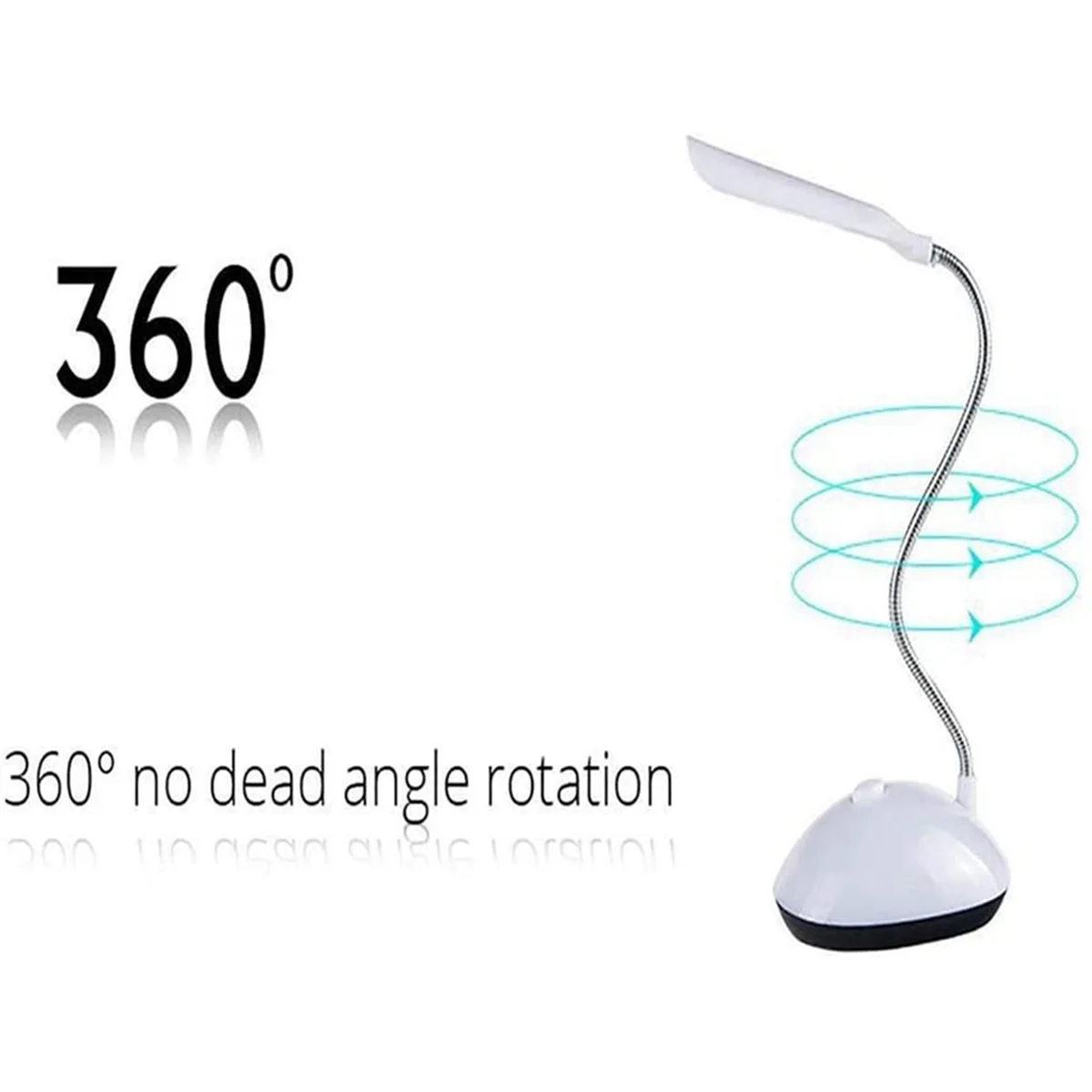 ABMO 2X Lámpara de escritorio LED de luz Protección ocular giratoria de 360 grados Luz de lectura para niños y estudiantes Lámpara de escritorio LED para el hogar, blanco