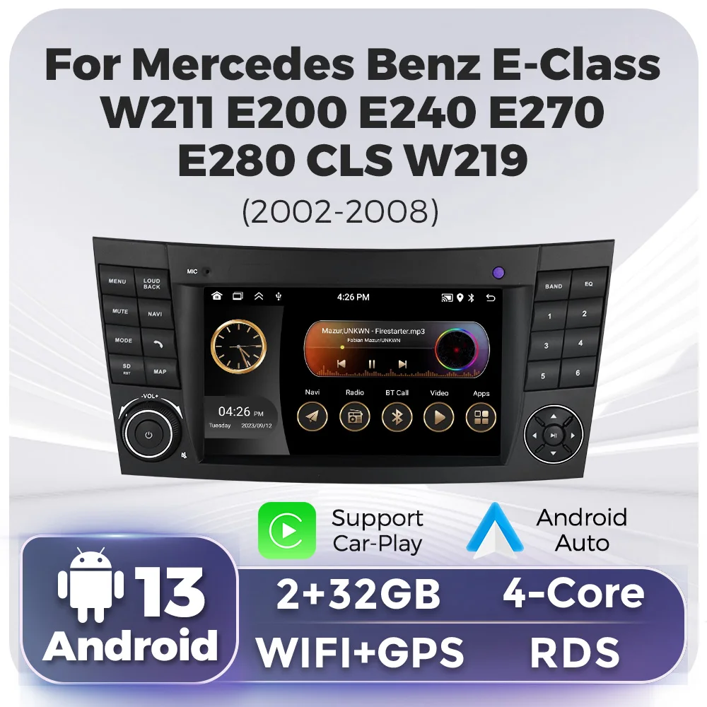 IPS Screen Car Radio Wireless CarPlay GPS Navigation For Mercedes Benz E-class W211 E200 E220 E300 E350 E240 E280 CLS CLASS W219