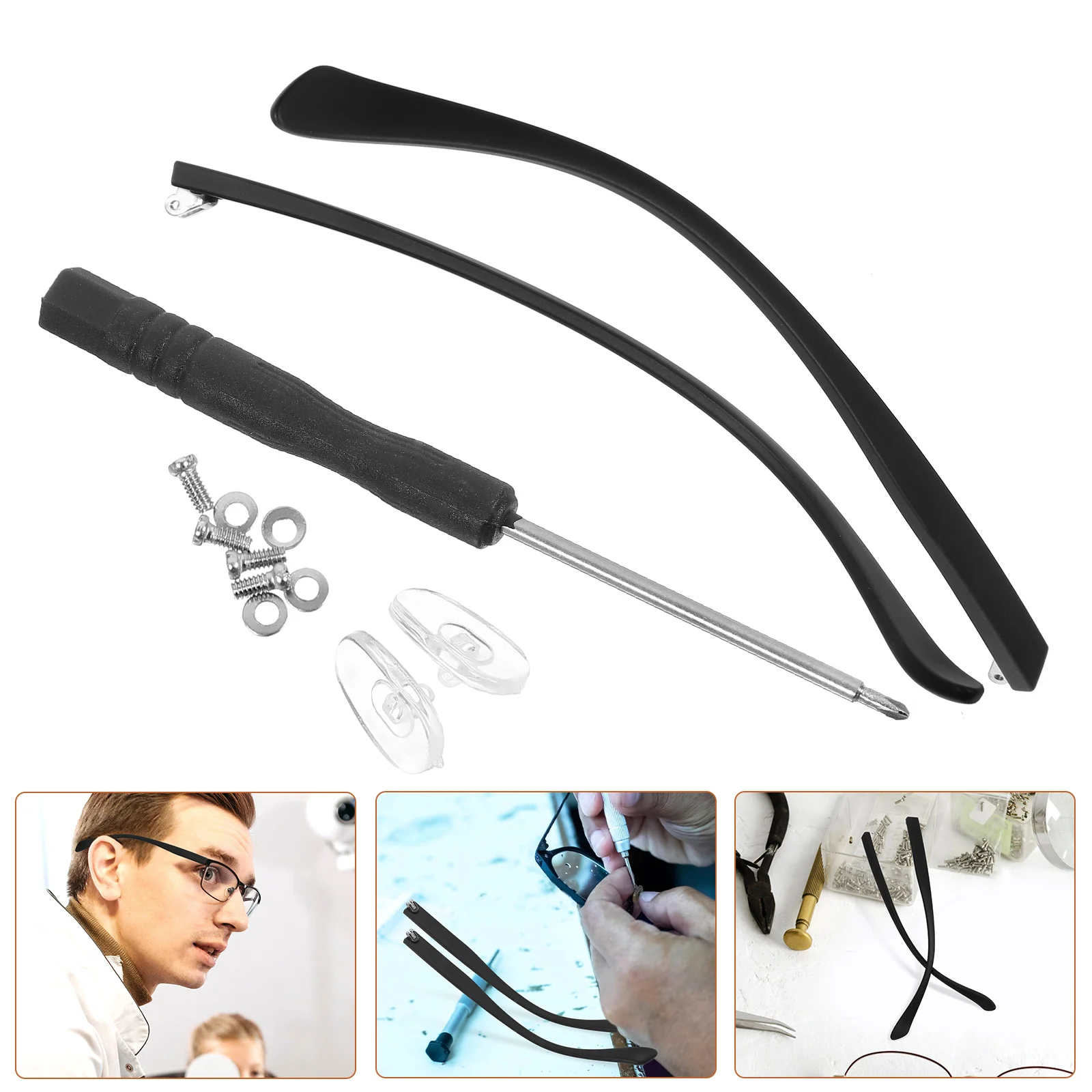 

Sunglasses for Men Accessories Eyeglasses Strap Arms Legs Spectacle Black Metal Miss