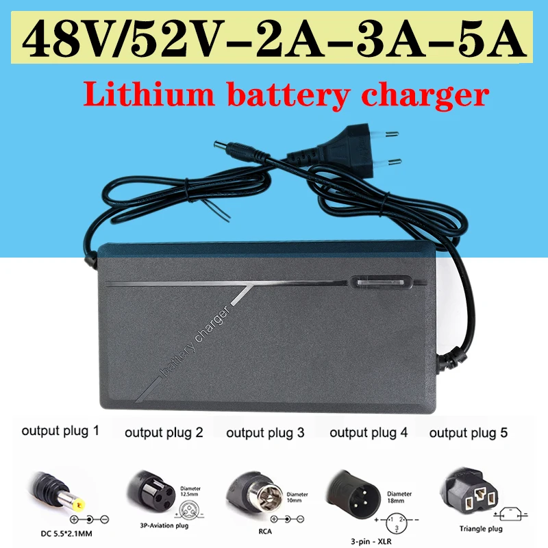 48V 52V 2A 3A 5A lithium-ion charger 13S 14S 54.6V 58.8V 18650 battery charging 5A fast intelligent charger