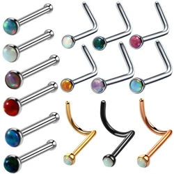 1Pc 316L Stainless Steel Straight L Shape Nose Stud for Women Opal Stone Nose Ring Nariz Nase Pircing Body Piercing Jewelry 20G