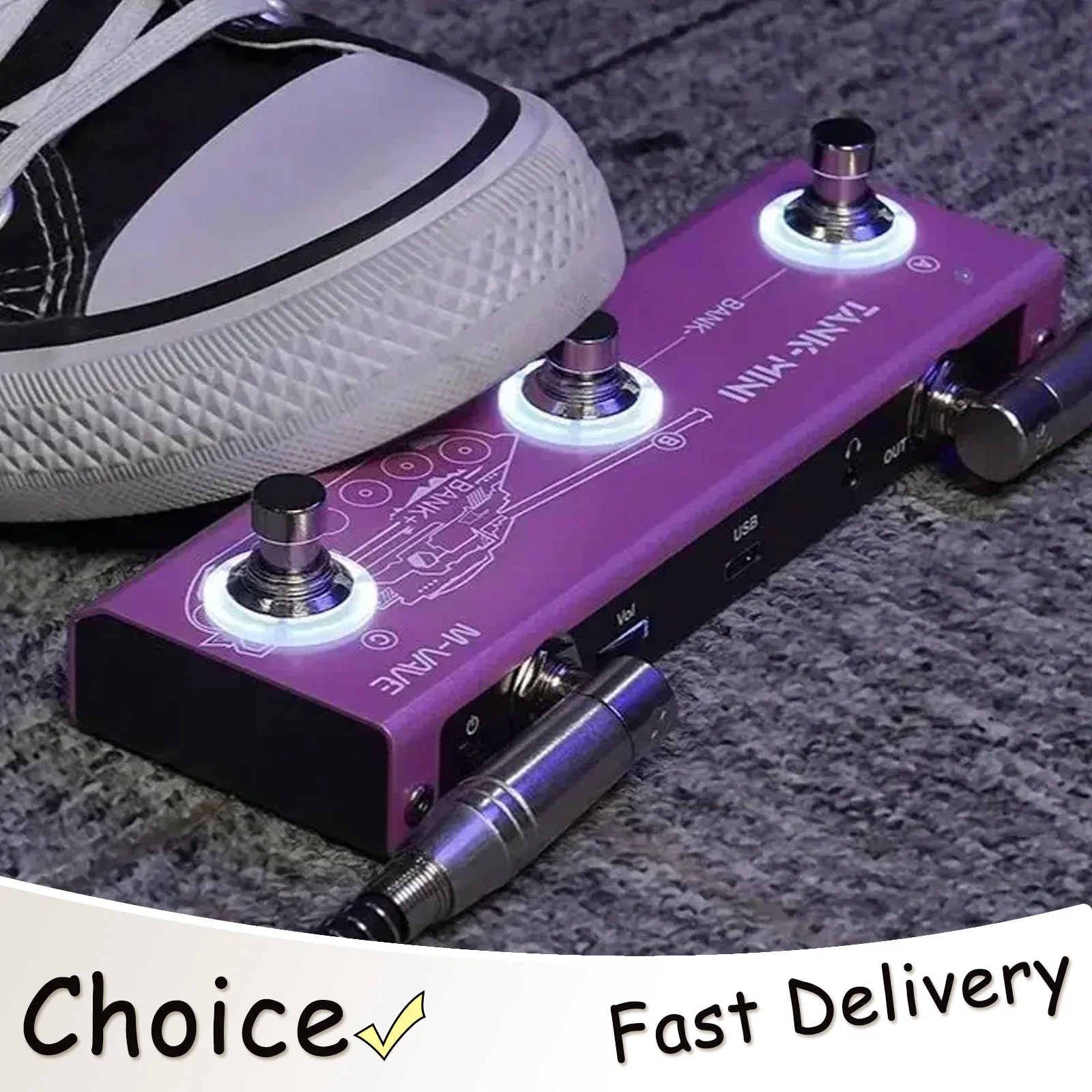 

M-VAVE Tank Mini Effects Гитарная бас-педаль Поддержка ИК-записи и OTG Встроенный усилитель/Cab/задержка/Mod/FX и педаль эффектов реверберации