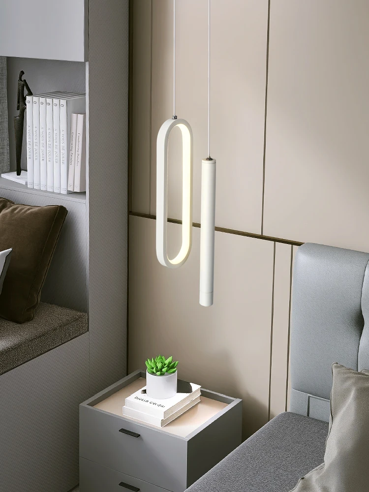 Lámpara colgante LED de estilo nórdico, luminaria minimalista de línea larga para sala de estar, dormitorio y mesita de noche, suspensiones para el