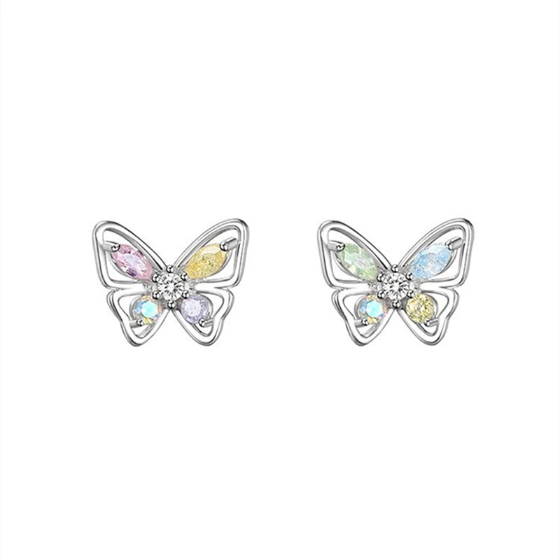 1Pair Cutout Zircon Crystal Butterfly Earrings For Women Girls Wedding Party New Fine Jewelry Gift