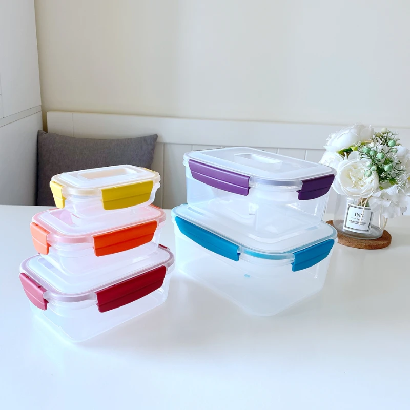 

5 Piece Set Food Grade Crisper Box Microwave Heating Refrigerator Food Storage Gadgat Lunch Box Storage Containers Kitchen Items