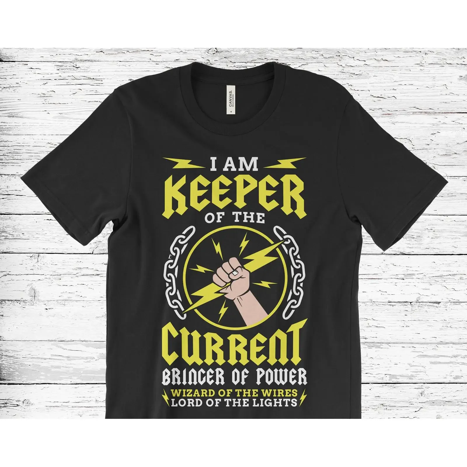Keeper of The Current Electrician Funny T Shirt Lineman Electrical Worker Power Engineer Technician GifT vintage Washed
