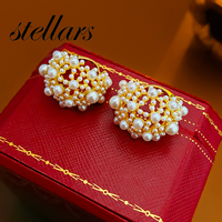 French Retro Royal Style Pearl Ear Clips, Luxury High-End Earrings, Real Gold Plated, Niche Elegant Versatile Earring