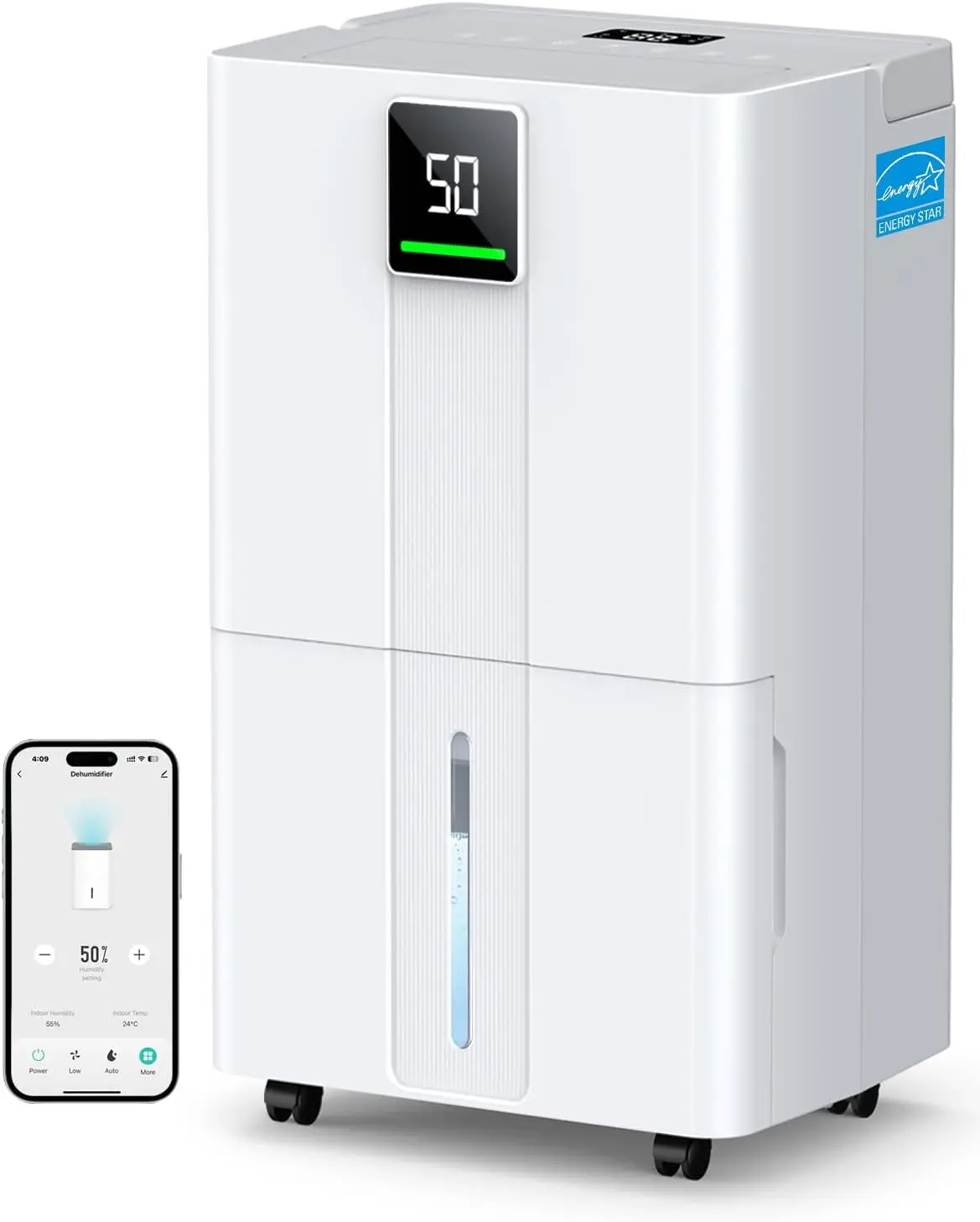 ^For 6000 Sq.Ft Most Efficient Energy Star 2025 Wi-Fi Dehumidifier, Max 100 Pint Smart Compressor Dehumidifier for Basement