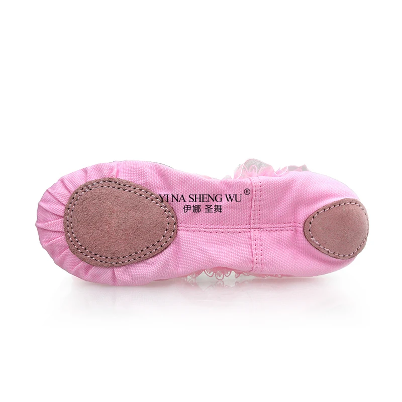 1 Para Najnowszych Uroczych Płócieniowych Miękkich Podeszw Dziewczęcych Dziecięcych Sznurowanych Baletowych Butów do Ćwiczeń Tańca Brzucha dla Dzieci