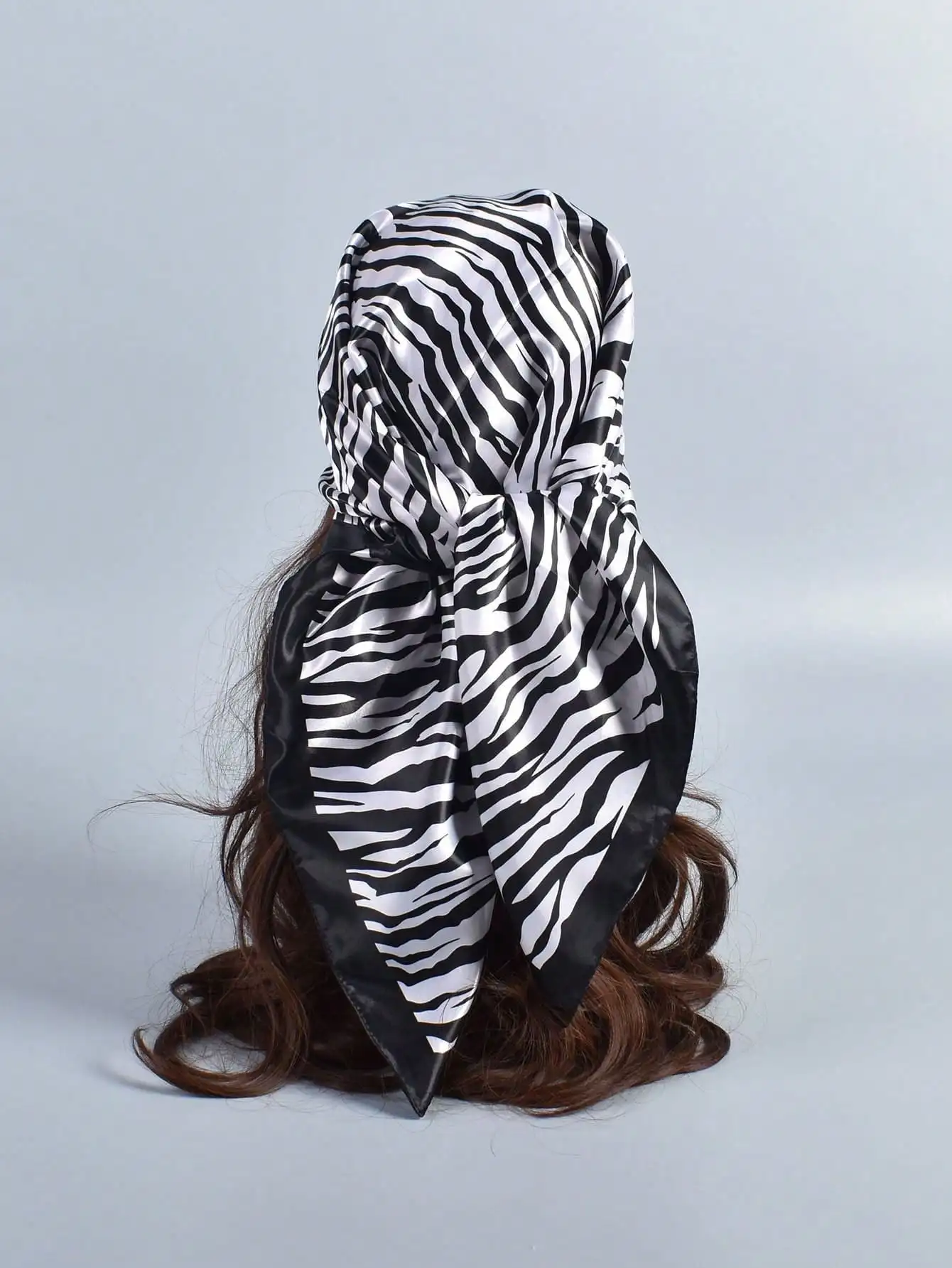 

1pc Zebra Striped Bandana For Women, Large Square Head Wrap, Boho Chic Headband For Fashion, Bold Accessory For Vacation