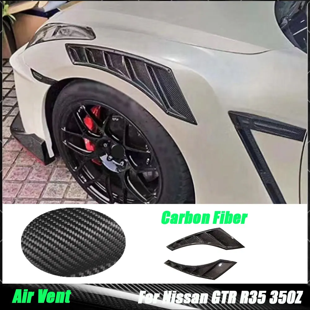 2pcs/set Dry Carbon Fiber Front Fender For Nissan GTR R35 350Z 370Z Z33 Z34 2008-2017 Side Air Vent Trims Covers