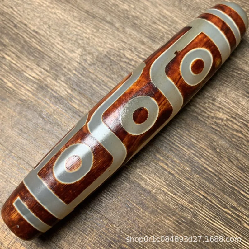 التبت حقيقية تسعة العينين Dzi حبة يده قطعة الرجال اللعب الثقافية كبيرة Dzi قلادة بها خرزات الألغام القديمة العقيق Dzi حبة معلقة قطعة #5