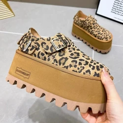 Leopard Print Suede Platform Women Loafers 2025 New Brand Trend Fashion Sexy 8cm Thick Sole High Heel Walking Casual Shoes