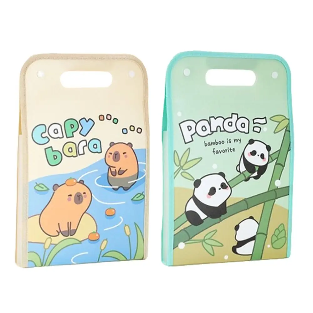 Panda Handheld A4 File Folder Cute Cartoon Exam Paper Organizer Vertical Waterproof Capybara File Storage Holder Student