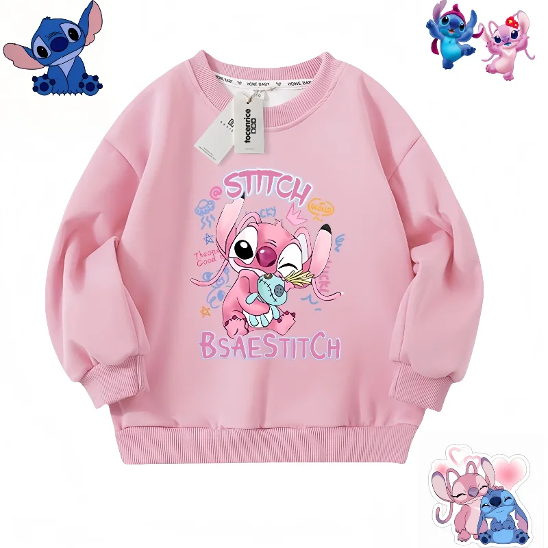 

Stitch children's sweatshirt cute cartoon boys and girls long sleeved round neck fashion korean thin jacket birthday gift