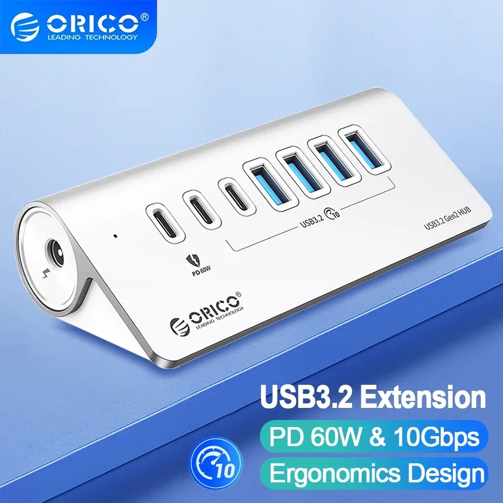 USB док-станция ORICO, 10 Гбит/с, разветвитель типа C с блоком питания PD18W для MacBook, аксессуары для ПК, аксессуары для ноутбуков