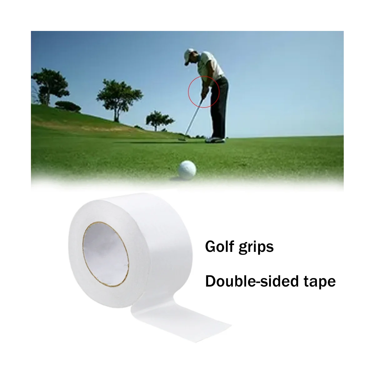 Suitable for Golf High-Viscosity Easy-To-Tear White Grip Glue Golf Iron Grip Double-Sided Adhesive 50MMx50M