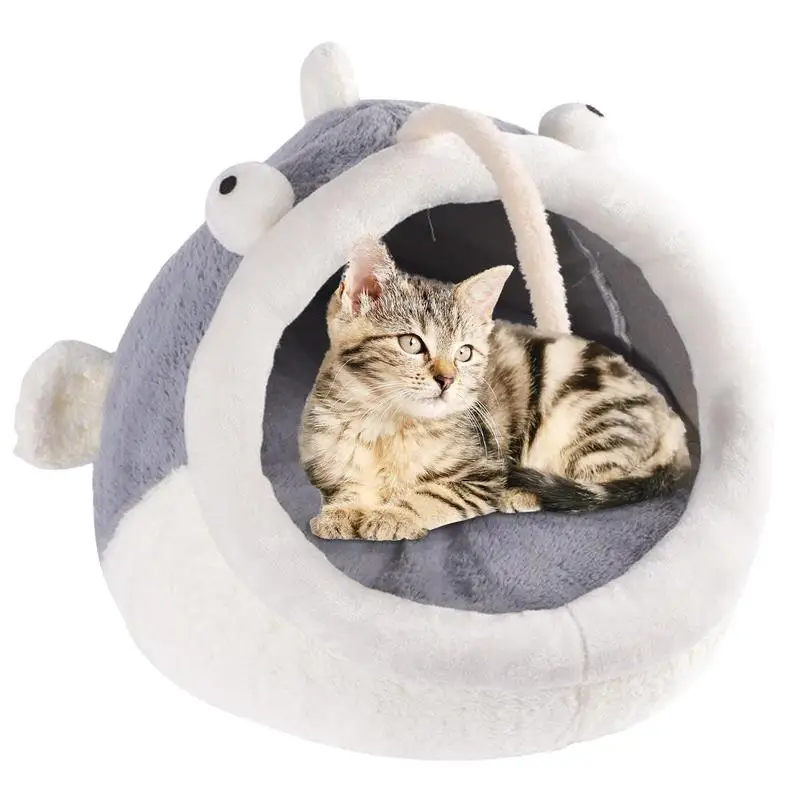 

Cat Bed Indoor Fluffy Cat HideawayPets Sleeping Beds With Hanging Balls Portable Plush Cat Cave Bed For Living Room Patio