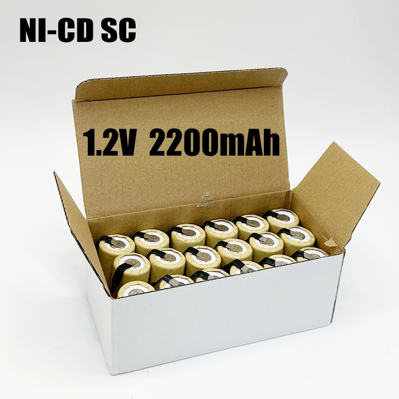 SC بطارية قابلة للشحن 1.2 فولت 2200 مللي أمبير خلية Sub C NI-CD مع علامات تبويب لحام لمفك الحفر الكهربائي لتقوم بها بنفسك بطارية