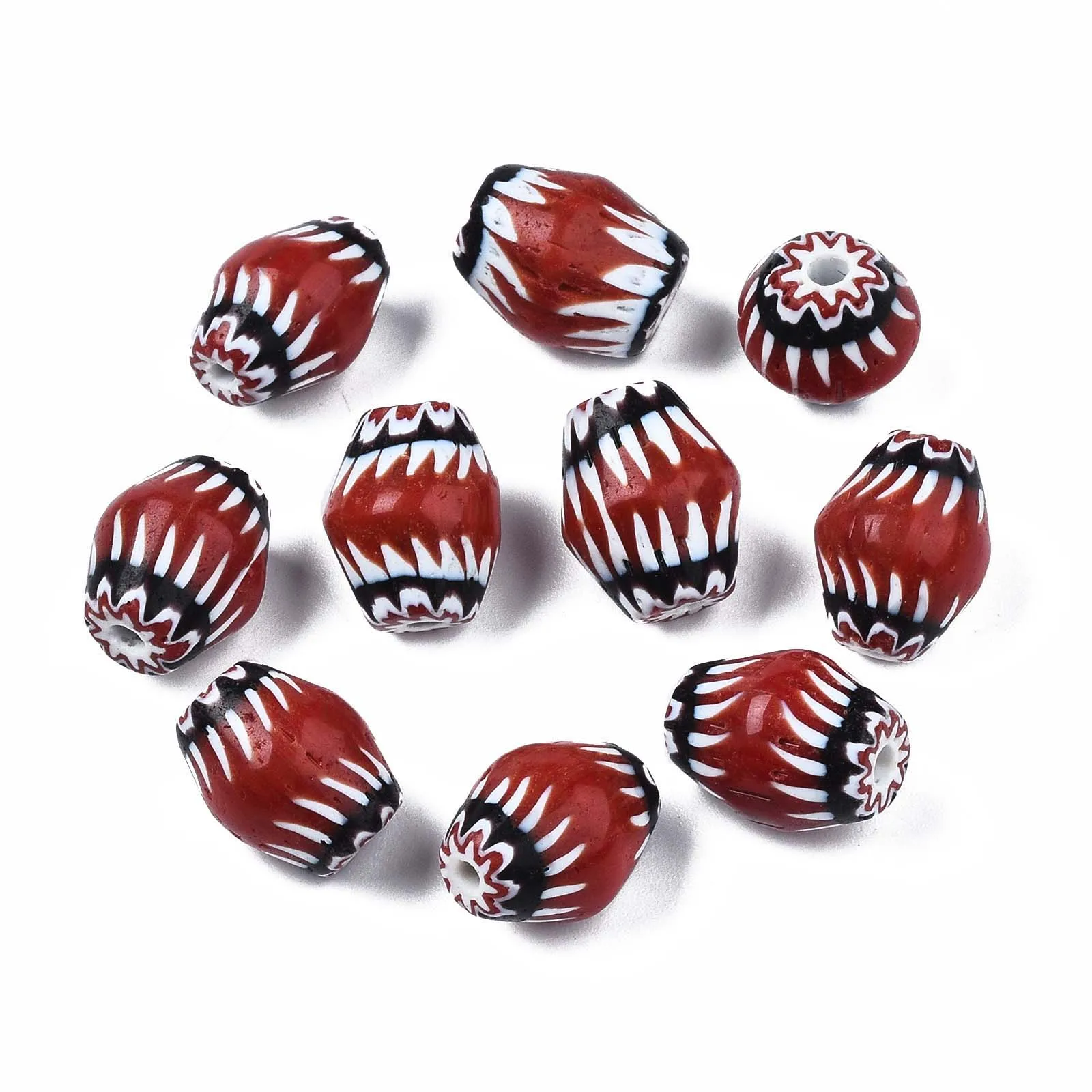 20pcs Handmade Millefiori Lampwork Beads Barrel Flat Round Beads for Jewelry Making Bracelets Accessories