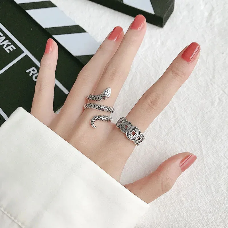 Retro ring female snake-shaped winding opening adjustable ring simple fashion personality female accessories women man rings