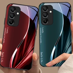 New Soft Brown Red For Samsung Galaxy A15 5G 54 4G 51 50 24 35 90 71 12 51 53 52S 80 22 34 Black Tempered Glass Phone Case