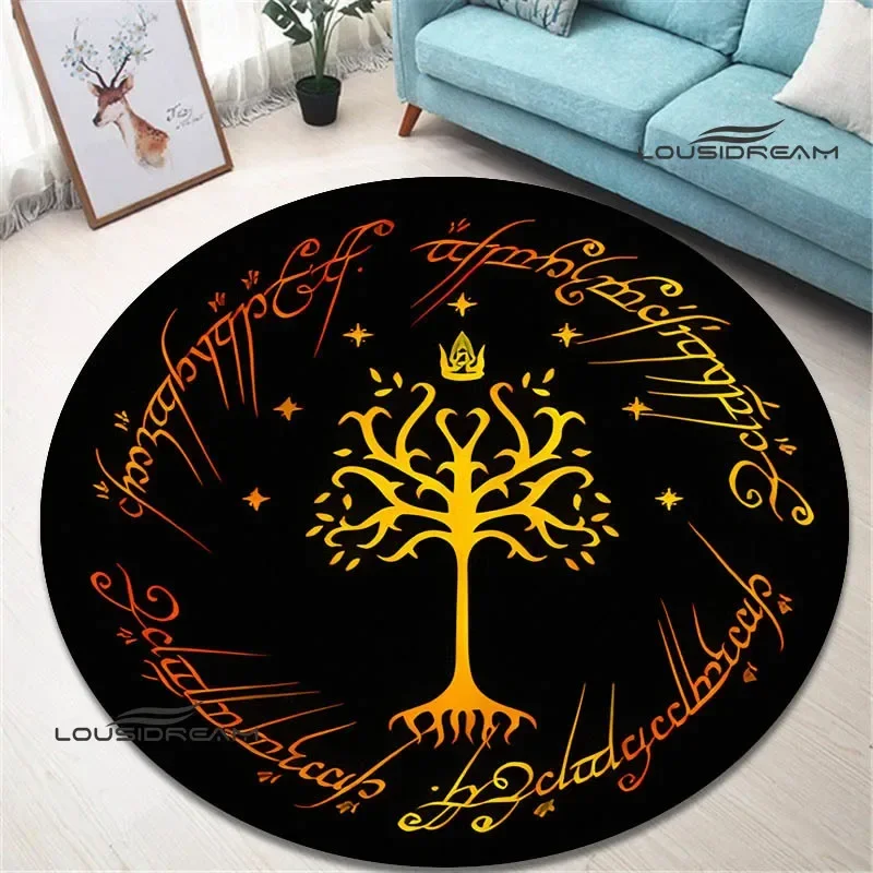 L-Lord of the Rings printed round carpet living room bedroom beautiful carpet non-slip door mat photography props birthday gift