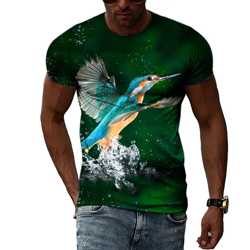 

Summer Fashion Bird Picture T-Shirts For Men Casual 3D Print Tees Hip Hop Personality Round Neck Short Sleeve Tops