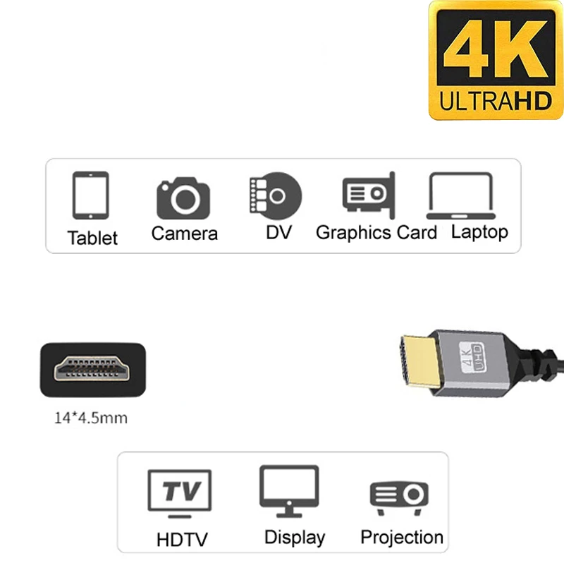 HD2.0 4K UHD Cable Up/Down/Left/Right Angled Male To Female Extension Cable A/V Wire Cord Extender for Laptop PC HDTV Monitor