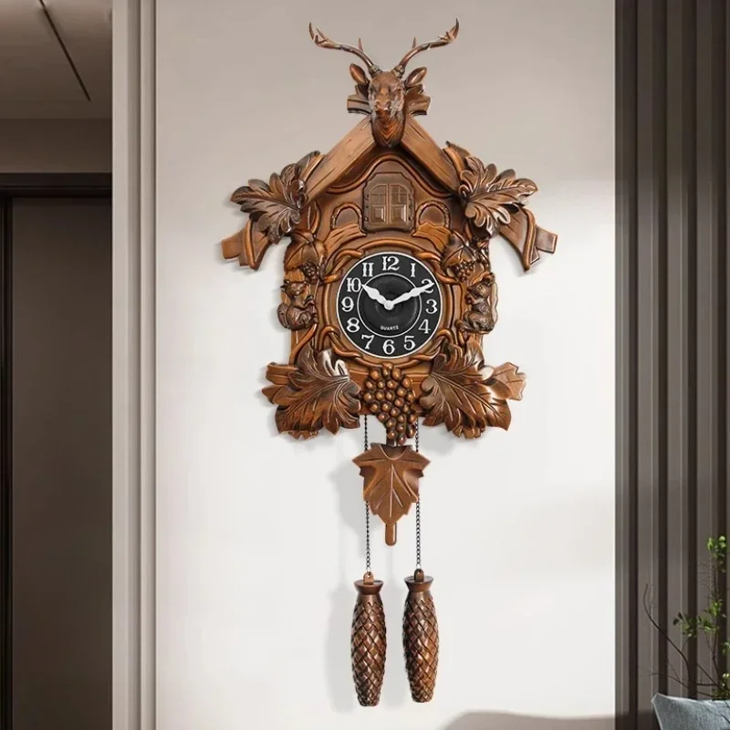 Wall Clock Aesthetic Cuckoo Clocks Retro Wall Watch Decorative Watches Luxury Living Room Ornaments Elegant Home Decoration