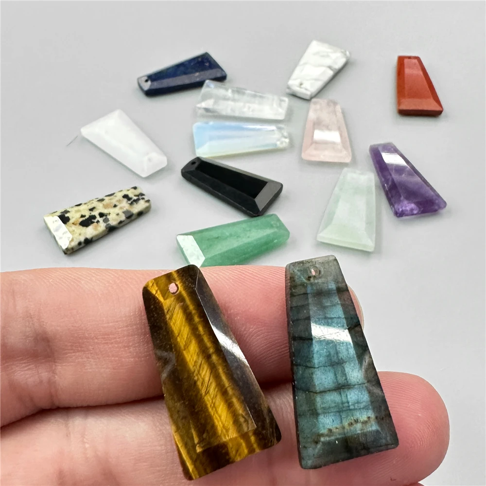 Trapezoid Natural Stone Pendants Labradorite Tiger Eye Amethysts Lapis Gems Beads Pendant For Finding Making Necklaces Earrings