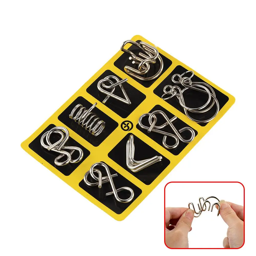 8Pcs 3D Metall Puzzle Geist Gehirn Spielzeug Disentanglemen Eisen Link Entsperren Verriegelung Luban Lock Pädagogisches Intellektuelles Spielzeug