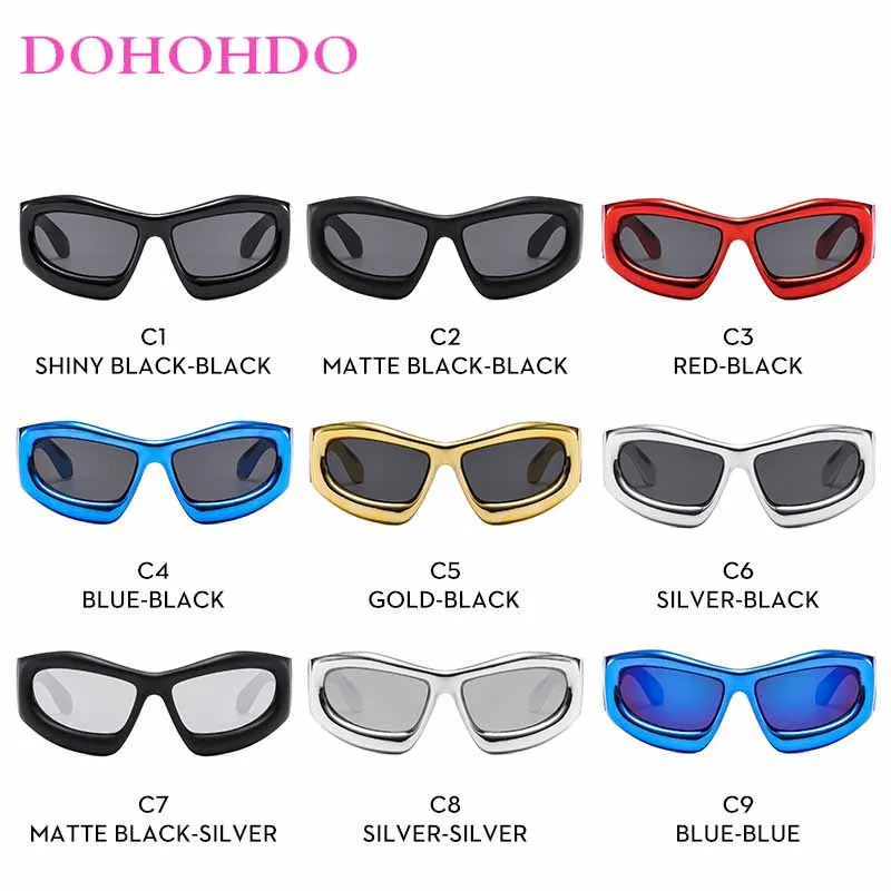 Fashion Luxury Y2K Futuristic Sunglasses Trendy Cool Hip Hop Eyeglasses Large Frame Womens Personality Punk Style Glasses UV400