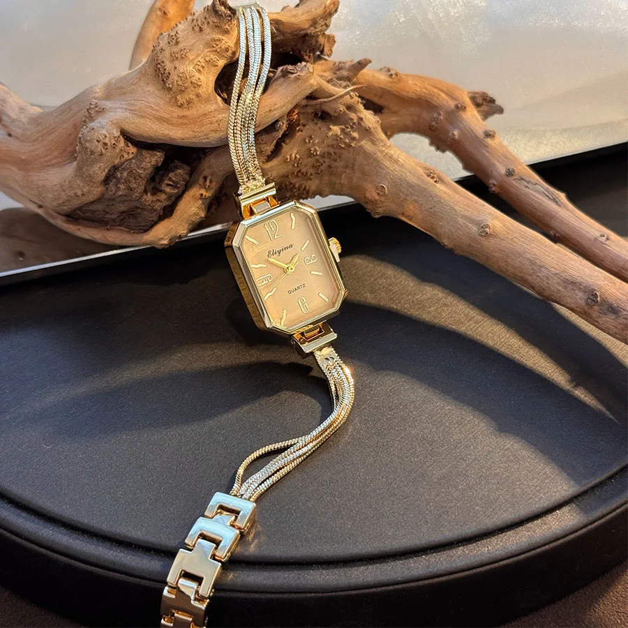 Fashionable Tassel Chain Quartz Watch Rectangle Versatile Elegant Small Size High-End Ladies Wristwatch New Arrival