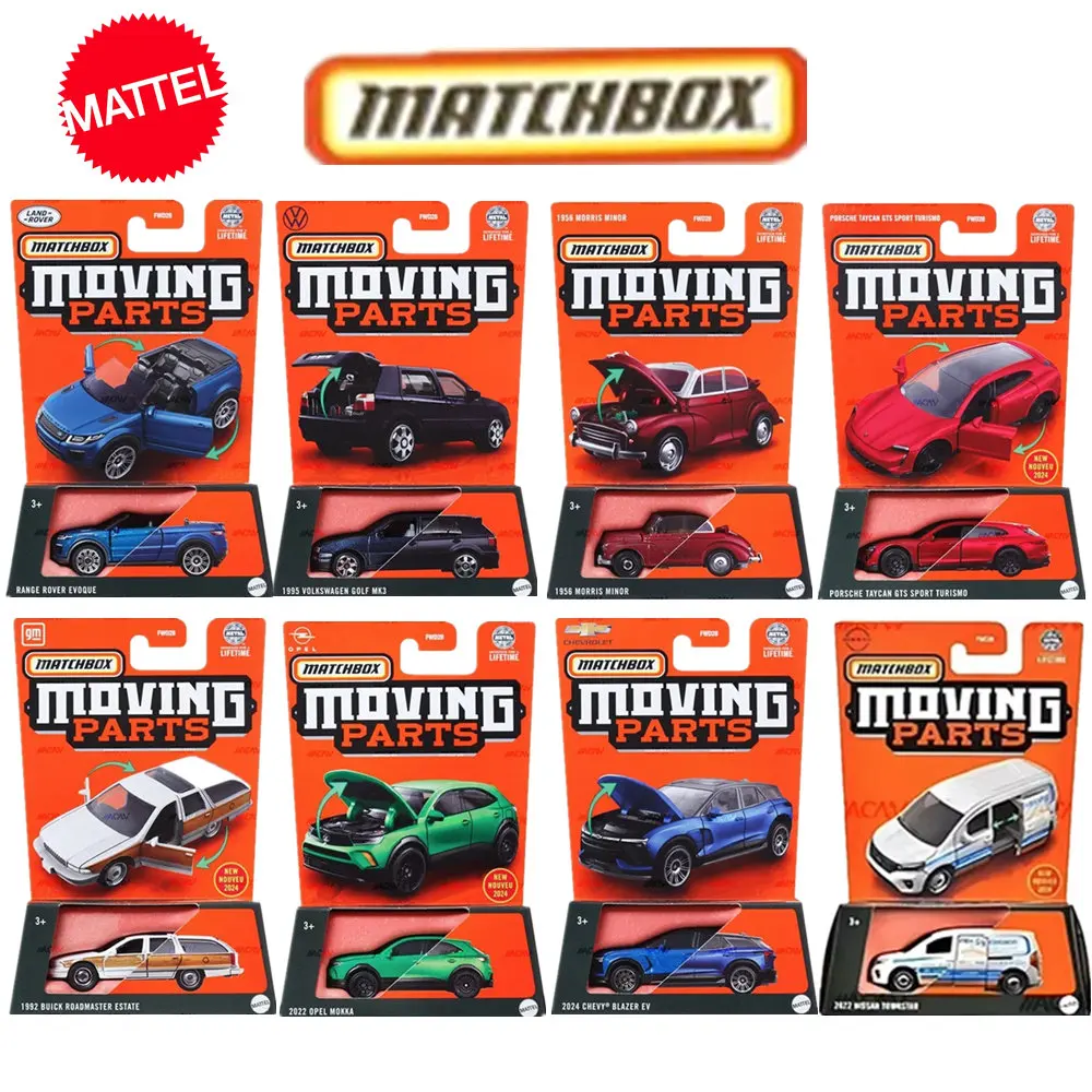 2024 Mattel Matchbox Moving Parts 1992 BUIck RANGE Opel mokka Fwd28-Q Chevy Blazer Ev Taycan Gts Model Metal Car Toy Gift