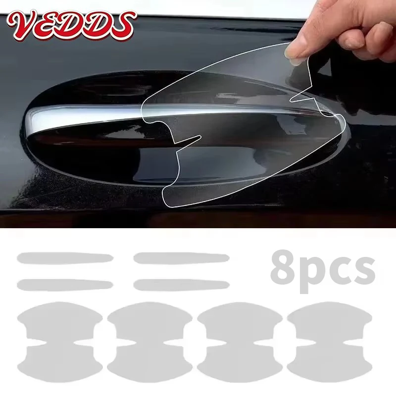 8 Peças Adesivos Protetores Transparentes de TPU para Maçanetas de Carro, Anti-riscos, Película de Proteção para Superfície da Pintura, Acessórios Automotivos