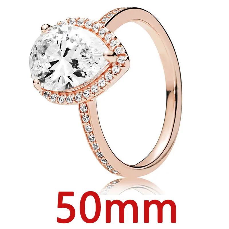 Women's 925 Sterling Silver Rose Gold Radiant Teardrop Ring Set