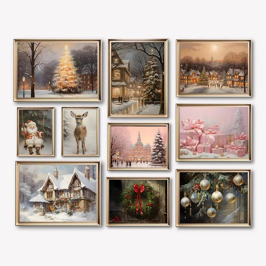 Santa Claus Private Christmas Eve Christmas Gift Snowflake Fashion Wall Art Canvas Painting Nordic Poster Room Decor
